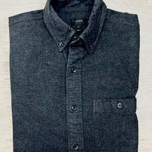 J.Crew Men's Gray Flannel Shirt with Suede Leather Elbow Patches XS